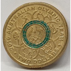 AUSTRALIA 2016 . TWO 2 DOLLARS COIN . ERROR . OFF CENTRE COLOURED OVERLAY